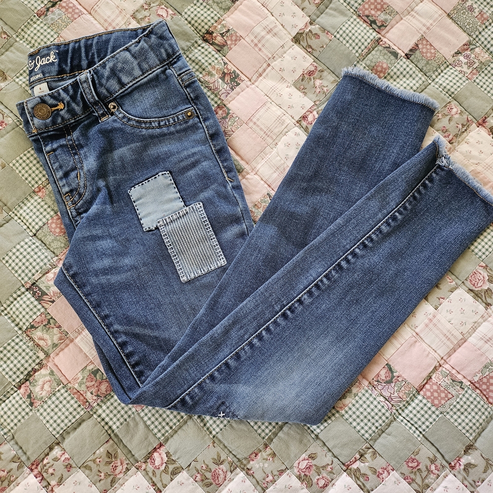 Cat & Jack Girls Patchword Designed Jeggings- Size 8 - Picture 3 of 8
